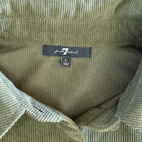 7 for all Mankind • Micro Corduroy Button Front 3/4 Sleeve Dress - Picture 3 of 10